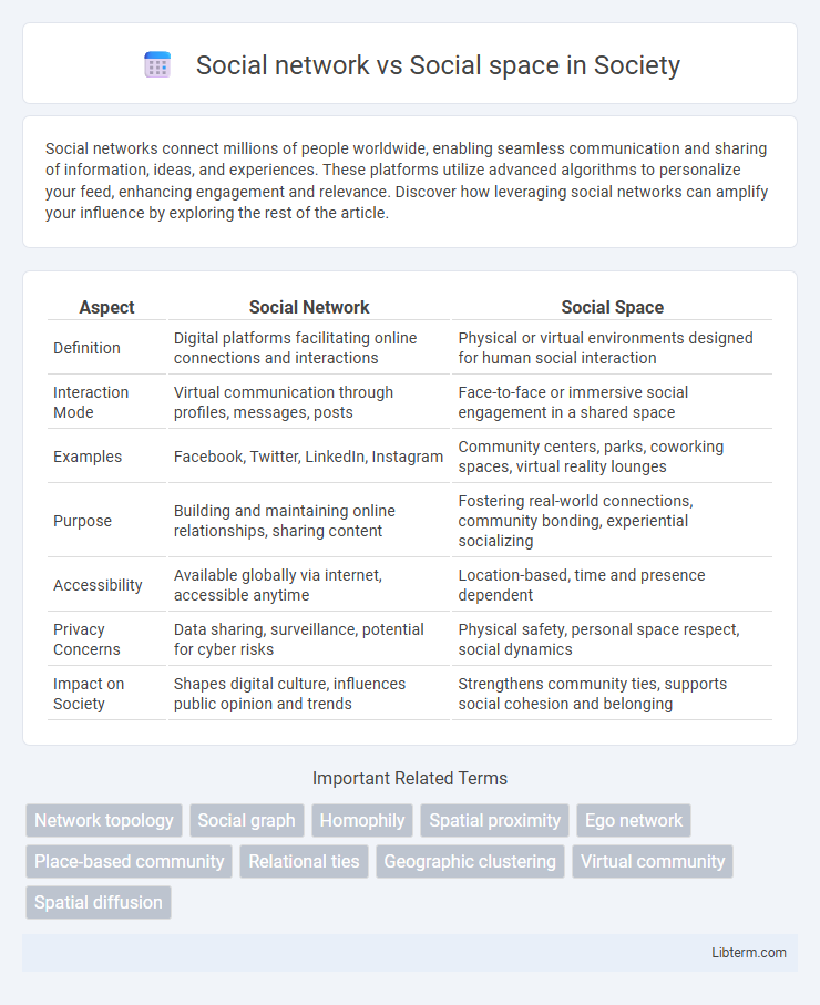 Social space vs Social network in Society - What is The Difference?