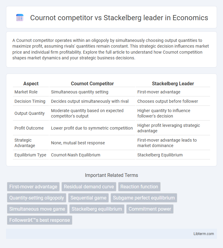 Stackelberg leader vs Cournot competitor in Economics - What is The Difference?