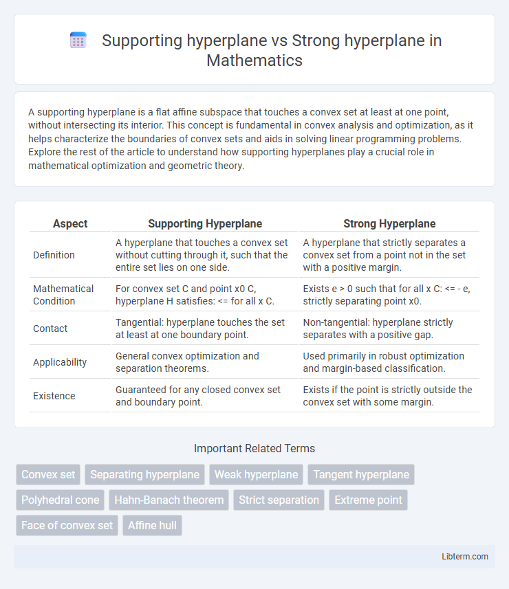 Strong hyperplane vs Supporting hyperplane in Mathematics - What is The Difference?