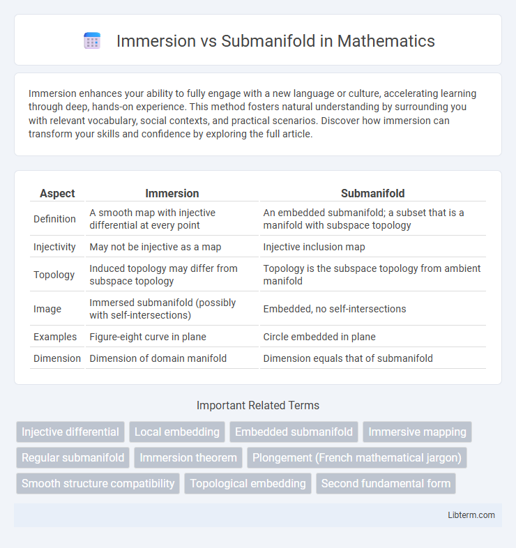 Submanifold vs Immersion in Mathematics - What is The Difference?