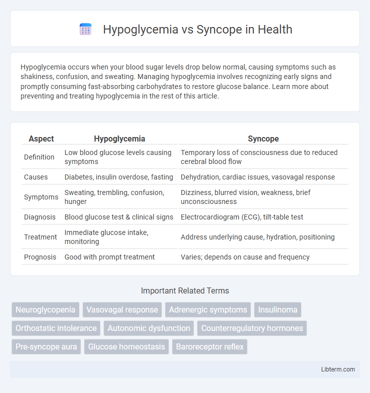 Syncope vs Hypoglycemia in Health - What is The Difference?