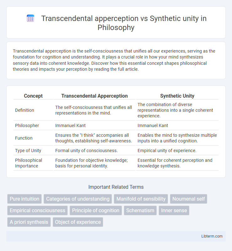 Synthetic unity vs Transcendental apperception in Philosophy - What is The Difference?
