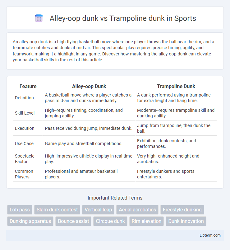 Trampoline dunk vs Alley-oop dunk in Sports - What is The Difference?