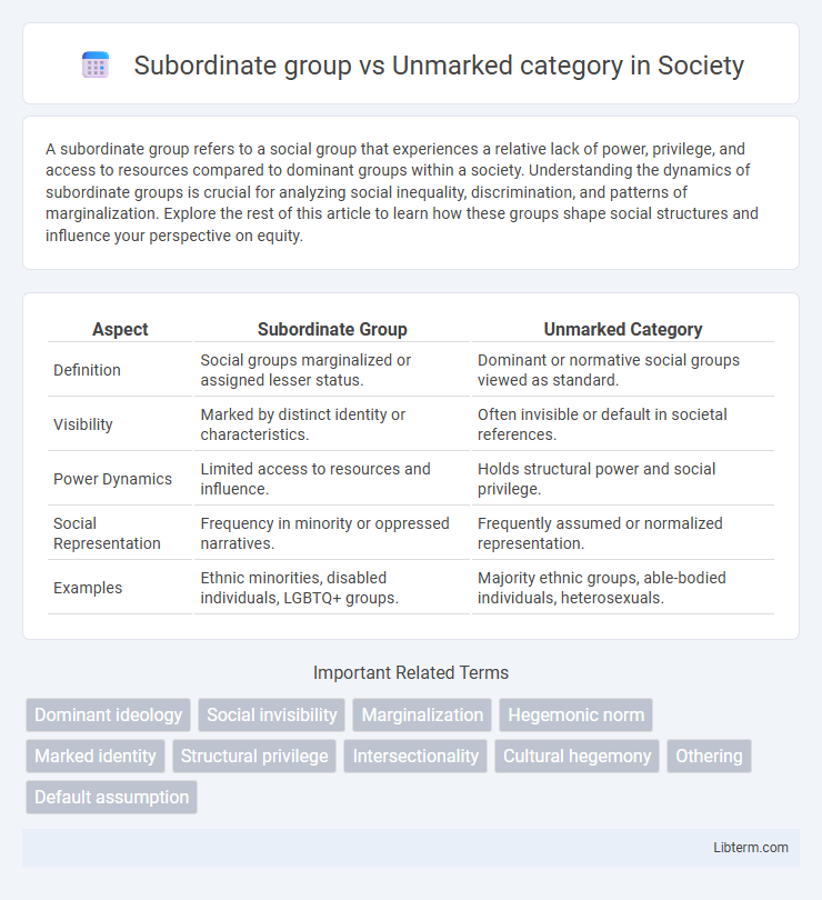 Unmarked category vs Subordinate group in Society - What is The Difference?