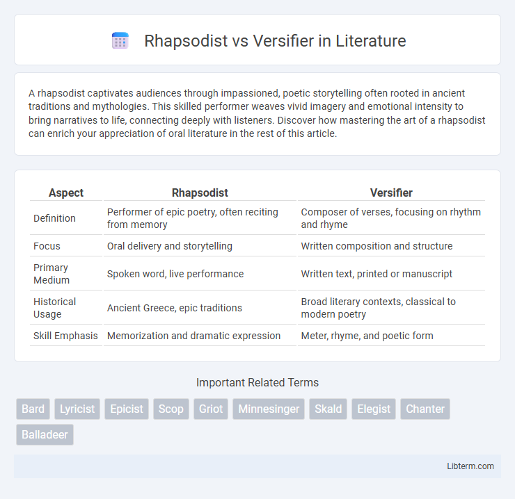 Versifier vs Rhapsodist in Literature - What is The Difference?